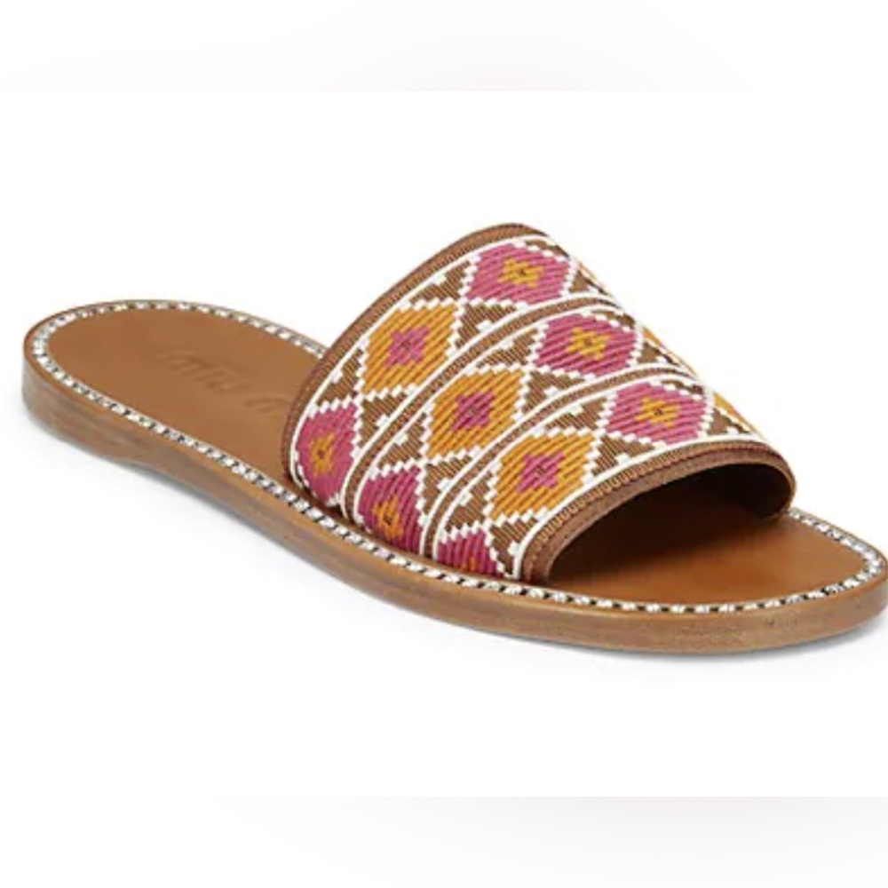 MIU MIU Crystal Embellished Embroider Slide Sandal